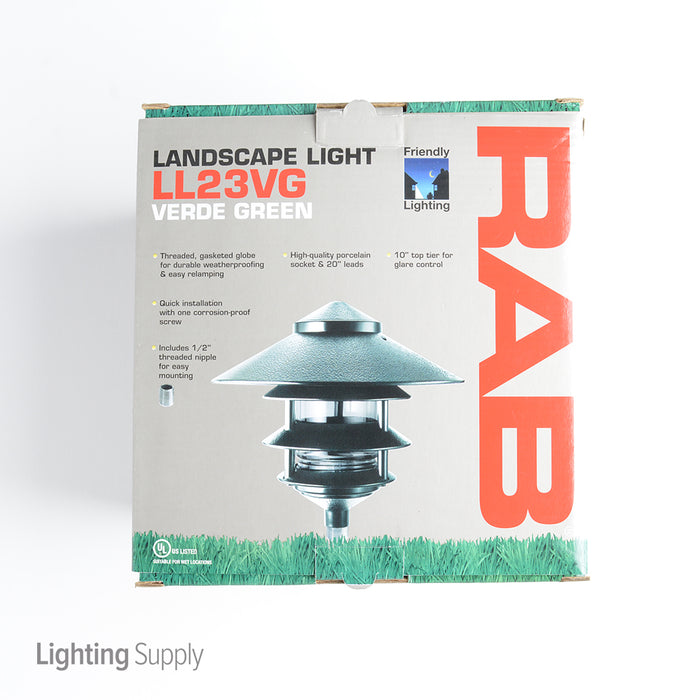 RAB Lawn Light 4 Tier Plus 10 Inch Top Incandescent 100W Maximum Verde Green (LL23VG)