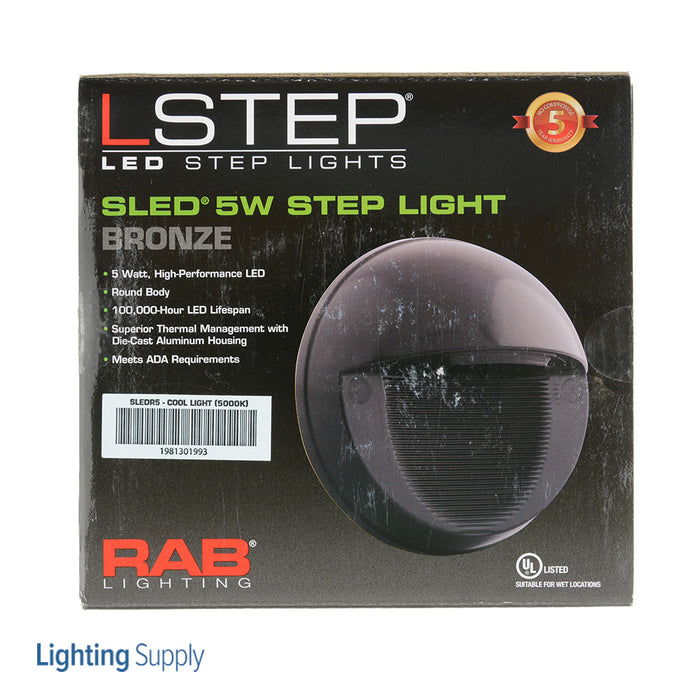 RAB Steplight 5 Inch Round 5W Cool LED Bronze 5000K (SLEDR5)
