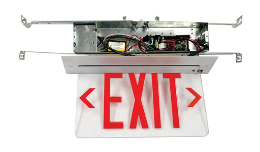 Best Lighting Products LED Single Faced Clear Recessed Edge Lit Exit Sign With Red Letters Battery Backup (RELZXTE1RCAEM)