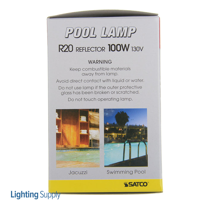 SATCO/NUVO 100R20FL/POOL 100W R20 Incandescent Frost 2000 Hours 970Lm Medium Base 130V 2700K (S7001)