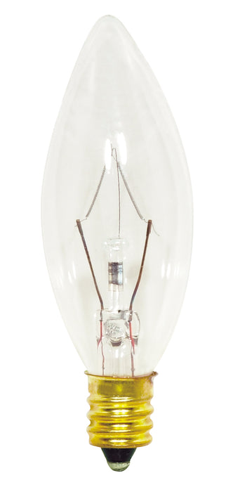 SATCO/NUVO 15B8/PETITE 15W B8 Incandescent Clear 1500 Hours 114Lm Candelabra Base 130V 2700K (S3345)