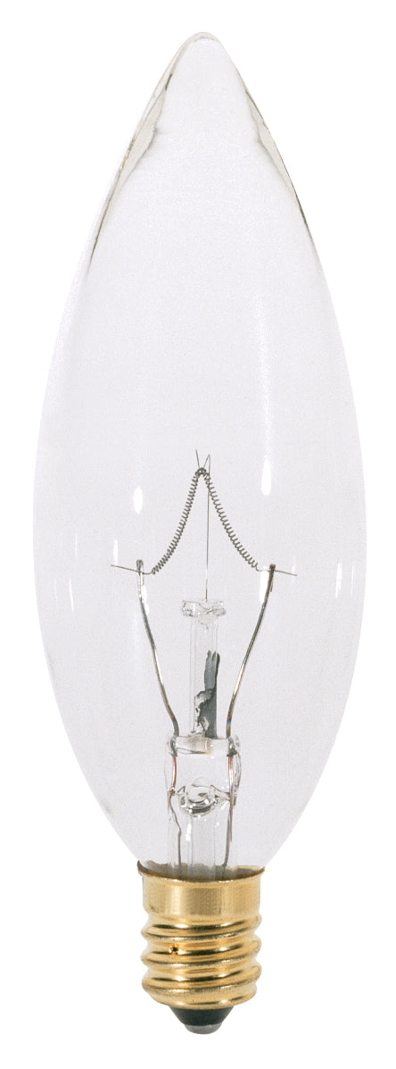 SATCO/NUVO 25W BA9 1/2 Incandescent Clear 2500 Hours 193Lm Candelabra Base 130V 2700K (A3682)