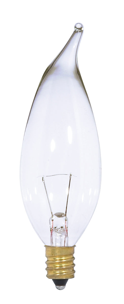 SATCO/NUVO 25CA10/12V 25W CA10 Incandescent Clear 1500 Hours 250Lm Candelabra Base 12V 2700K (S3868)