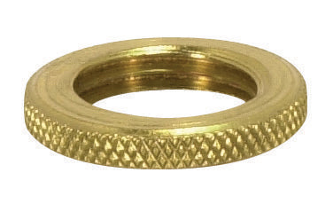 SATCO/NUVO Brass Round Knurled Locknut 9/16 Inch Diameter 1/8 IP 3/32 Inch Thick Burnished And Lacquered (90-003)