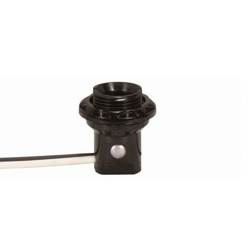 SATCO/NUVO Phenolic Threaded Candelabra Socket With Shoulder And Phenolic Ring 1-1/4 Inch Height 8 Inch AWM B/W Leads 105C 75W 125V (90-1556)
