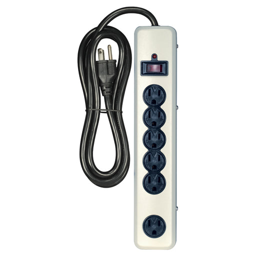 SATCO/NUVO 6 Outlet Metal Surge Strip 6 Foot 14/3 SJT With Straight Plug 1200 Joules 15A-120V 1875W (91-235)