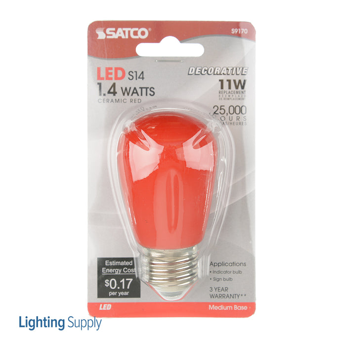 SATCO/NUVO 1.4W S14/RED/LED/120V/CD 1.4W LED S14 Ceramic Red Medium Base 120V (S9170)