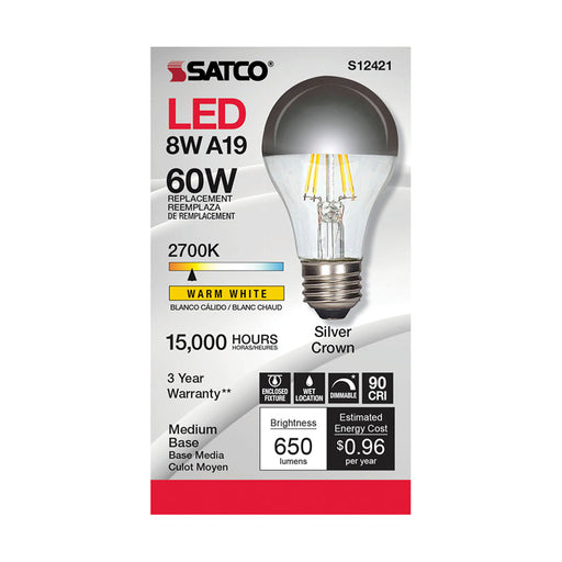 SATCO/NUVO 6W A19 LED Silver Crown Medium Base 2700K 90 CRI 120V (S12421)