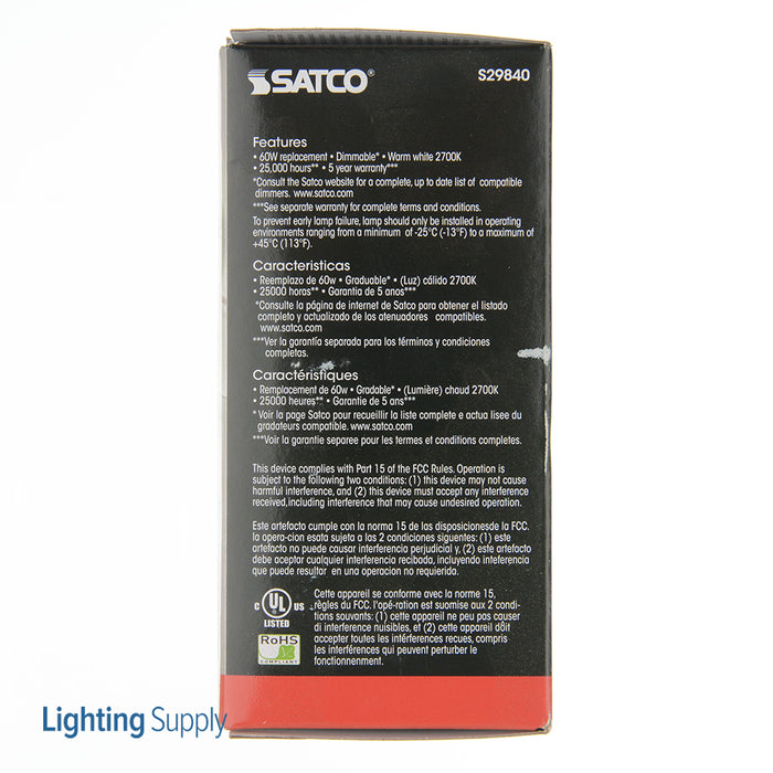 SATCO/NUVO 9.8A19/OMNI/220/LED/27K/GU24 9.8W A19 LED 2700K GU24 Base 220 Degree Beam Spread 120V (S29840)
