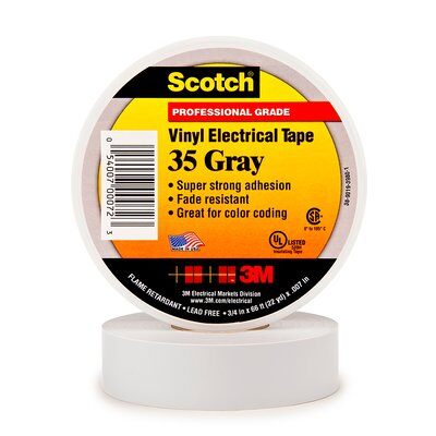 3M - 00072 Scotch Vinyl Color Coding Electrical Tape 35 3/4 Inch X 66 Foot Gray (7000006099)