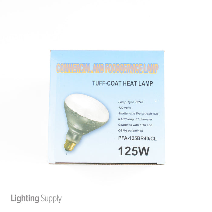 SLI 125W BR40 Incandescent 120V Medium E26 Base Teflon Shatter Resistant Coated Heat Bulb (125BR40/TEF/120V)