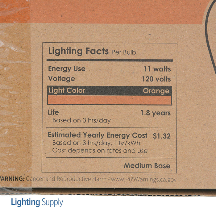 Sunlite 11S14/O/12PK S14 Incandescent Party String Light Bulb Orange 11W Medium E26 Base Dimmable Sold as Pack of 12 (41479-SU)