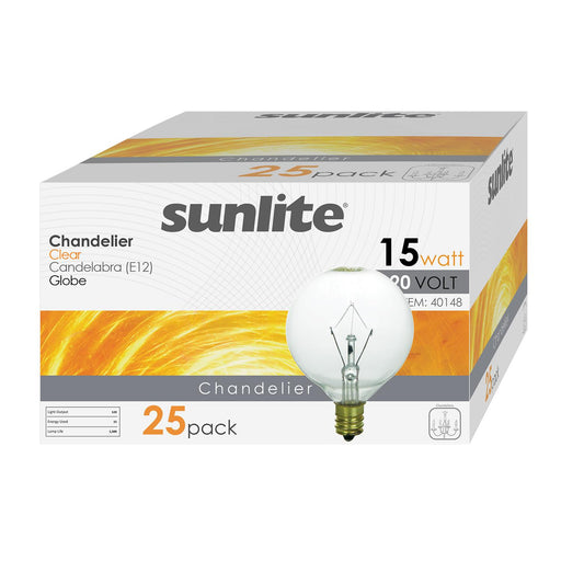 Sunlite 15G16.5/CL/12PK Incandescent 15W 105Lm 2600K G16.5 Lamp 12 Pack (40148-SU)