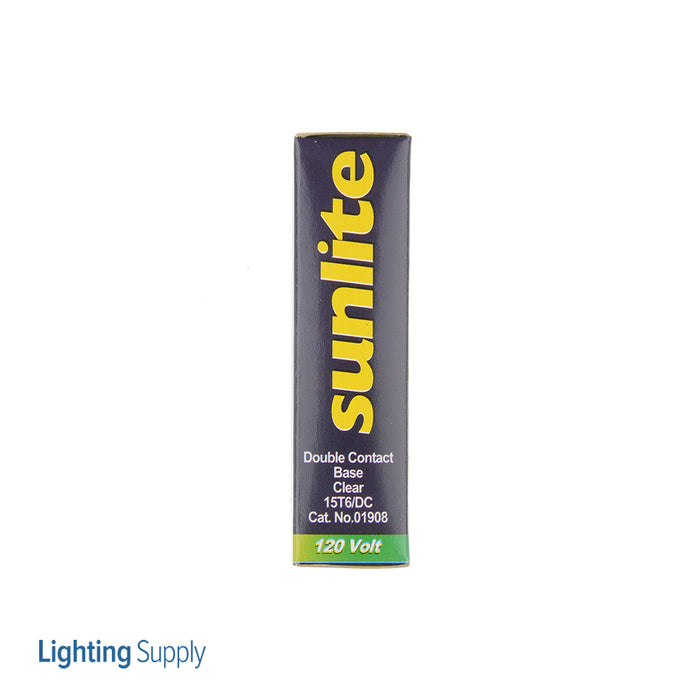 Sunlite 15T6/CL/DC Incandescent 3200K 120V 15W 90Lm T6 Double Contact Bayonet BA15D Dimmable (01908-SU)