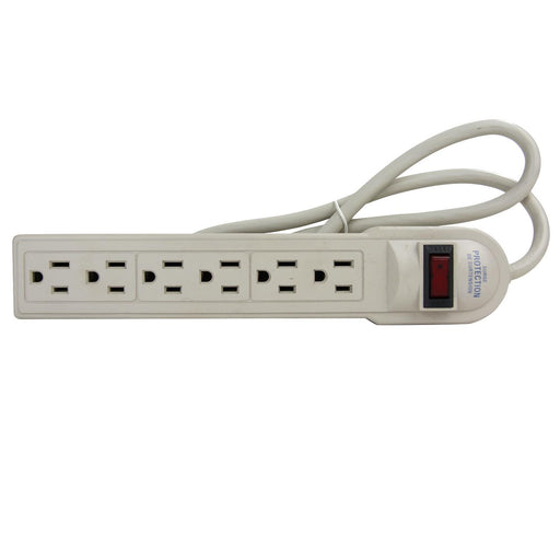 Sunlite ESP6/3F/P Power Strip With Surge Protection 270 Joules 6-Outlets 3 Foot Cord Plastic For Home Office Dorm Rooms UL Listed Ivory Color (04046-SU)