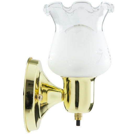 Sunlite Wall Mount Tulip Fixture Polished Brass Finish Frosted Glass 120V Non-Dimmable (04530-SU)