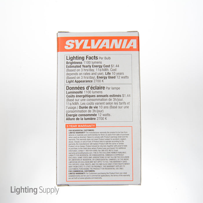 Sylvania LED12A19F82710YVRP 12W A19 LED 2700K 120V 1100Lm 80 CRI Medium E26 Base Frosted Bulb (79291)