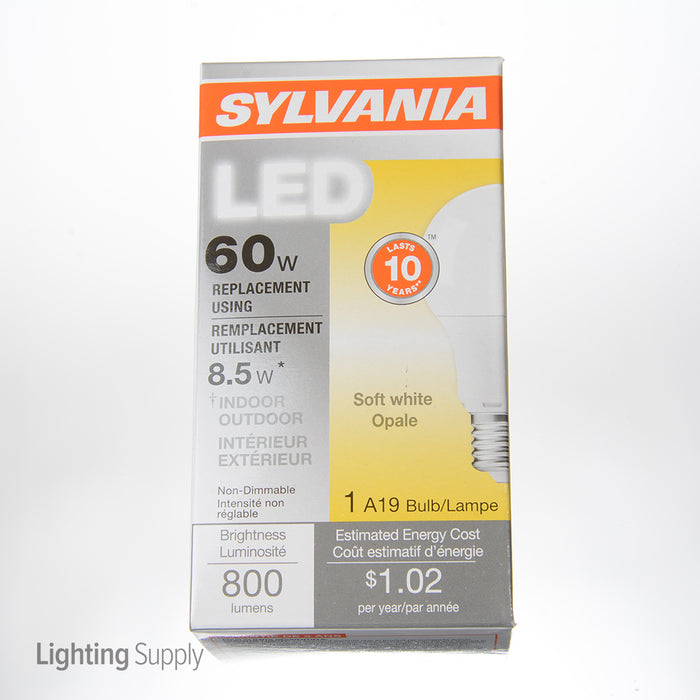 Sylvania LED8.5A19F82710YVRP 8.5W A19 LED 2700K 120V 800Lm 80 CRI Medium E26 Base Frosted Bulb (73885)