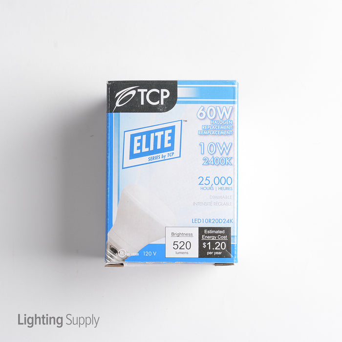 TCP 10W R20 LED 2400K 120V 650Lm 82 CRI Medium E26 Base Dimmable Bulb (LED10R20D24K)