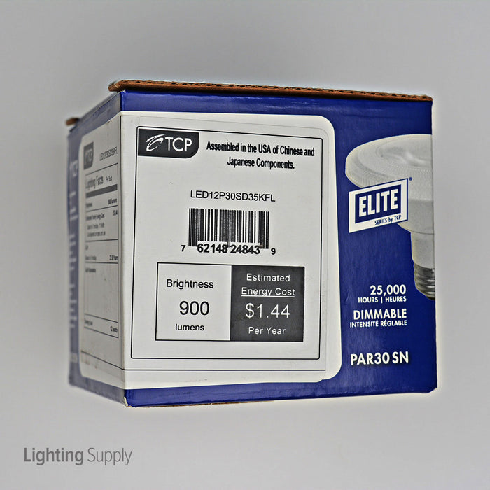 TCP 12W 3500K Medium E26 Base Dimmable LED PAR30 Short Neck 40 Degree LED Bulb (LED12P30SD35KFL)