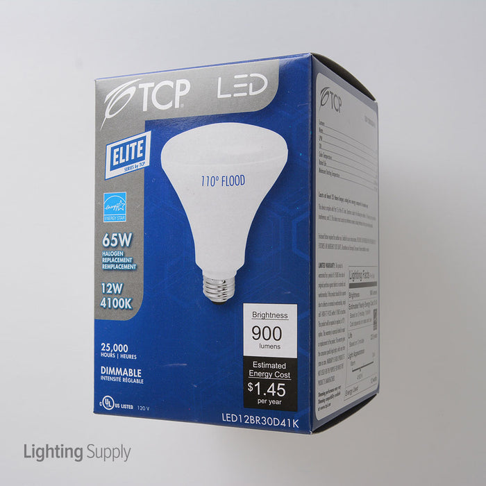 TCP 9.5W BR30 LED 4100K 120V 900Lm 80 CRI Medium E26 Base Dimmable Bulb (LED12BR30D41K)