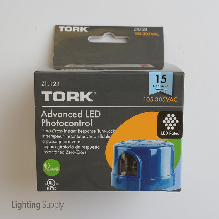 Tork 105V-305V ZEROCROSS Electronic Twist And Lock Photocontrol 1000W Incandescent 1800W Ballasted 1000W LED (ZTL124)