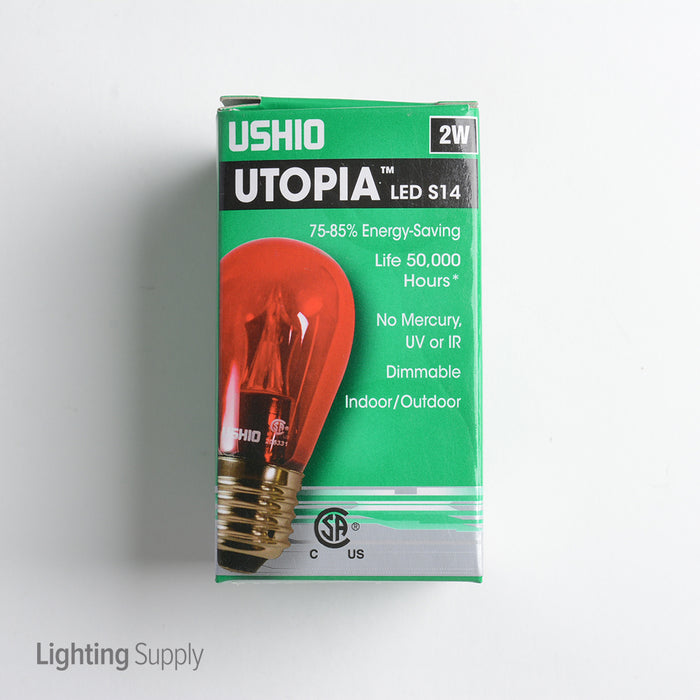 USHIO 2W S14 LED 120V Medium E26 Base Red Dimmable Bulb (1003931)