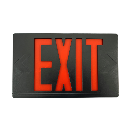 Exitronix Thermoplastic LED Exit sign Universal Red Letters Nickel Cadmium Battery Black Enclosure With Mounting Canopy Damp Rated (VEX-U-BP-WB-BL)