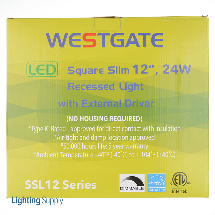 Westgate Manufacturing LED Ultra Slim Recessed Light CCT Selectable 2700K/3000K/3500K/4000K/5000K 120V 24W (SSL12-MCT5)