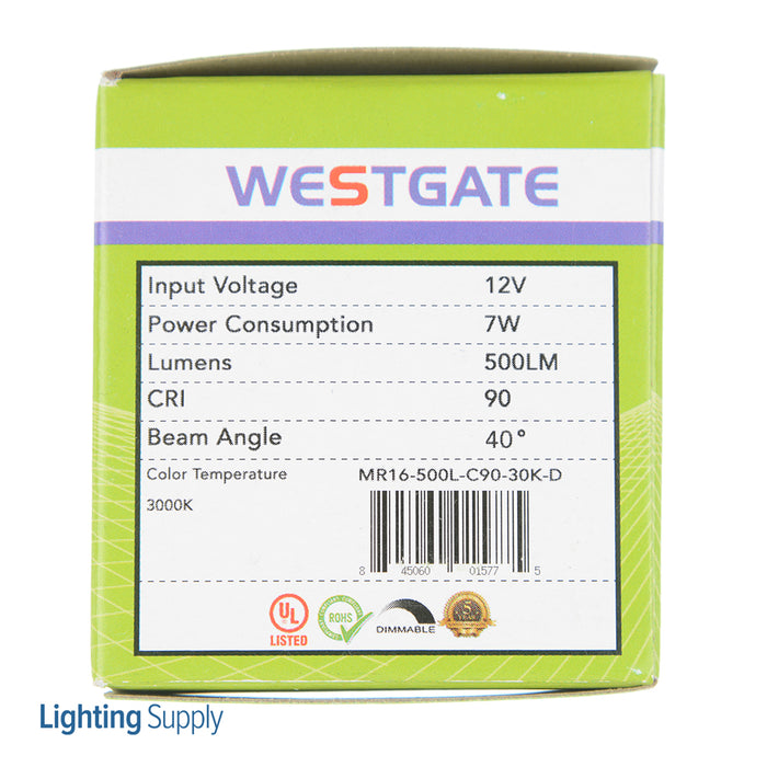 Westgate Manufacturing MR16 LED Lamps 12V AC/DC GU5.3 Base 36 Degree 3000K (MR16-500L-C90-30K-D)