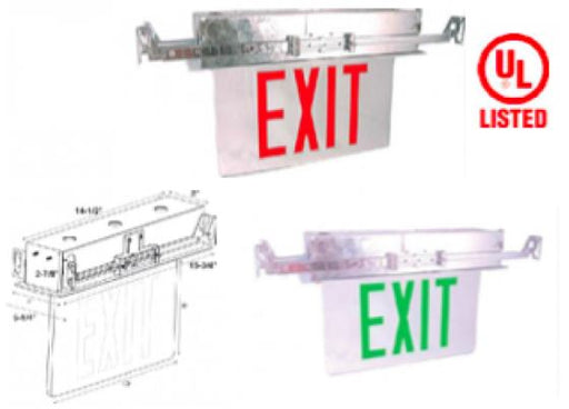 Westgate Manufacturing Recessed Edgelit LED Exit Sign (XTR-1GCW-EM)