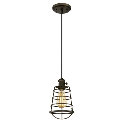 Westinghouse 1 Light Mini Pendant With Turn Knob Oil Rubbed Bronze Finish With Cage Shade (6323600)