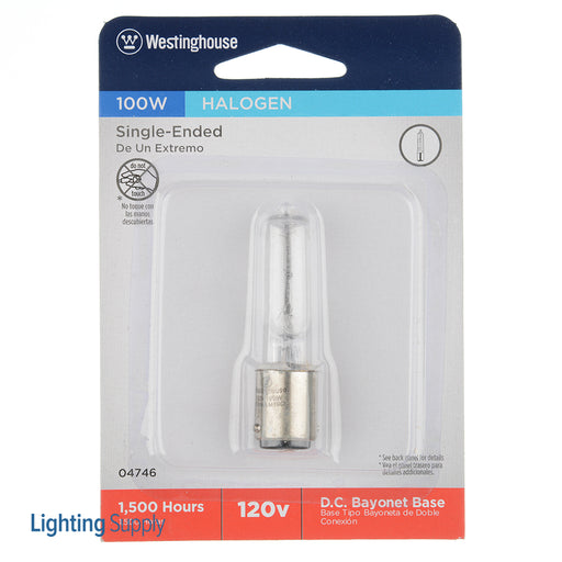Westinghouse 100W T4 Halogen Single-Ended Clear Double Contact Bayonet Base 120V (#0474600)
