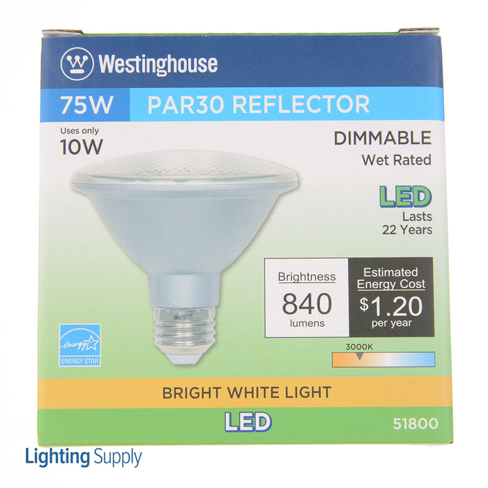 Westinghouse 10PAR30S/LED/DIM/IndOutFL/30 10W PAR30 Short Neck LED Dimmable 3000K E26 Medium Base 120V (51800)