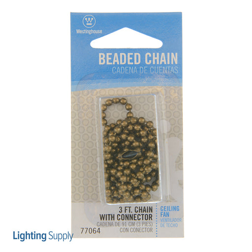 Westinghouse 3 Foot Beaded Chain With Connector Antique Brass Finish (7706400)
