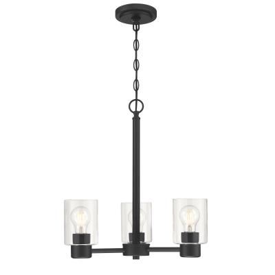 Westinghouse Sylvestre 3-Light Indoor Chandelier Matte Black Finish With Clear Glass (6115400)