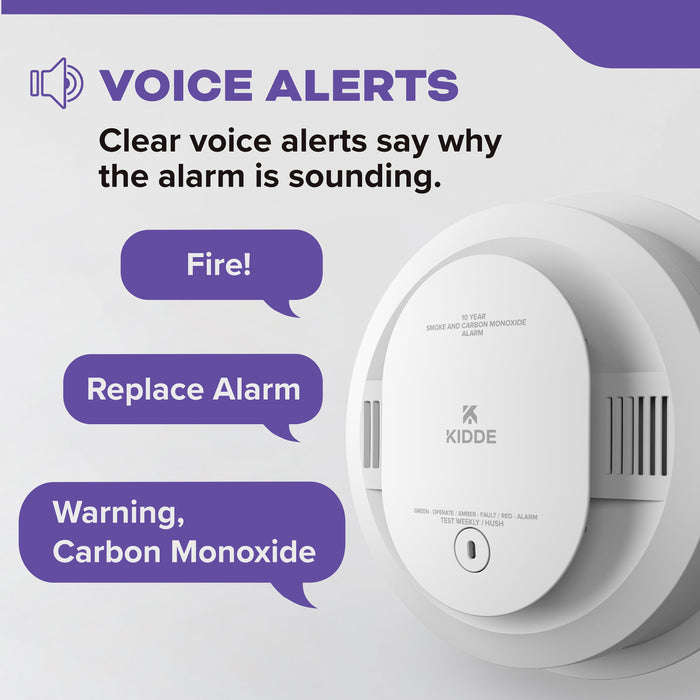 Kidde 30CUD10-V DETECT Combination Smoke And Carbon Monoxide Alarm 10-Year Battery Powered With Voice Alerts (21032779)