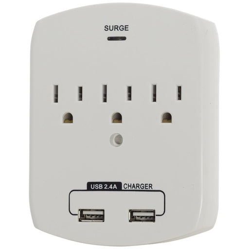 Sunlite  3-Outlet 2-USB Surge Protector Wall Adapter (04262-SU)