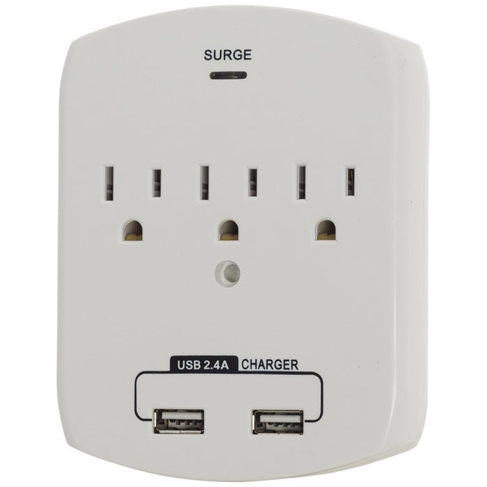 Sunlite  3-Outlet 2-USB Surge Protector Wall Adapter (04262-SU)