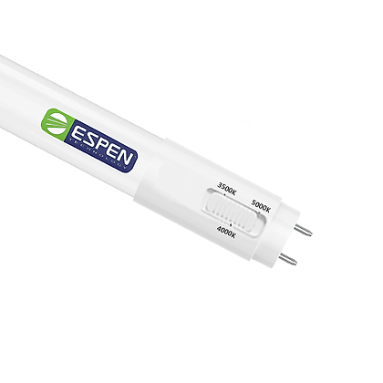 Espen Type A/B LED T8 Lamp G13 Base Plug And Play Or Ballast Bypass CCT Selectable 3500K/4000K/5000K 