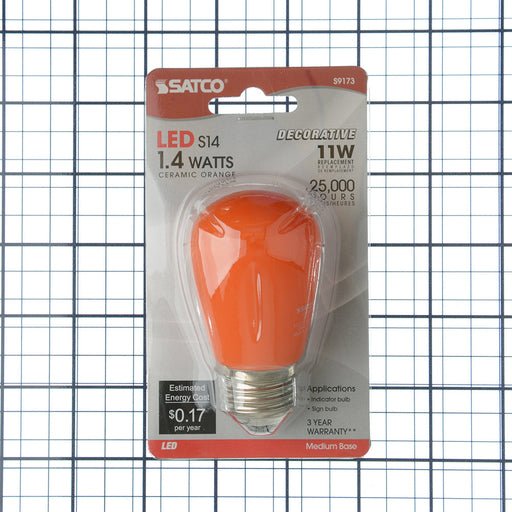 SATCO/NUVO 1.4W S14/OR/LED/120V/CD 1.4W LED S14 Ceramic Orange Medium Base 120V (S9173)