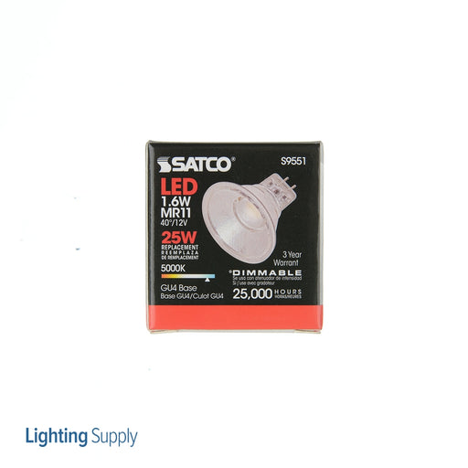 SATCO/NUVO 1.6MR11/LED/40&#039;/5000K/12V/D 1.6W LED MR11 LED 5000K 40 Degree Beam Spread G4 Base 12V (S9551)