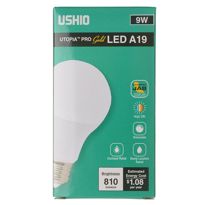 USHIO Utopia Pro Gold LED A19 Soft White 2700K Enclosed Rated 90 CRI (1005138)