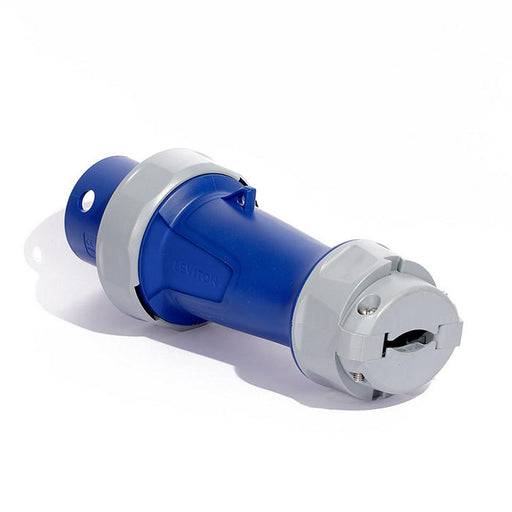 Leviton 100 Amp 250V 3-Phase 3P 4W Pin And Sleeve Plug Industrial Grade Watertight Blue (4100P9WLEV)