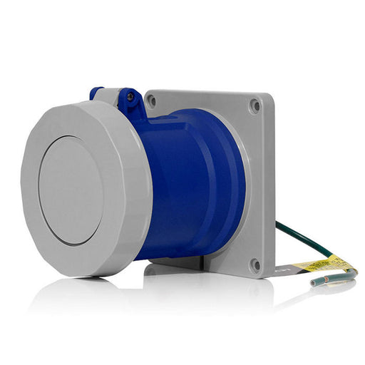 Leviton 100 Amp 120V/208V 3-Phase 4P 5W Pin And Sleeve Receptacle Industrial Grade Watertight Blue (5100R9WLEV)