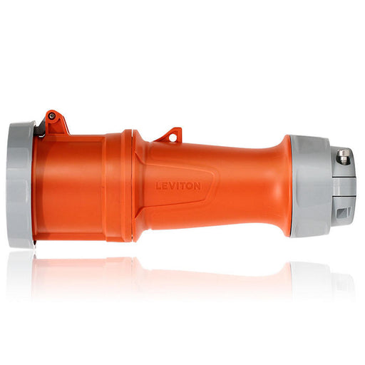 Leviton 100 Amp 125V/250V 3-Phase 3P 4W Pin And Sleeve Connector Industrial Grade Watertight Orange (4100C12WLEV)