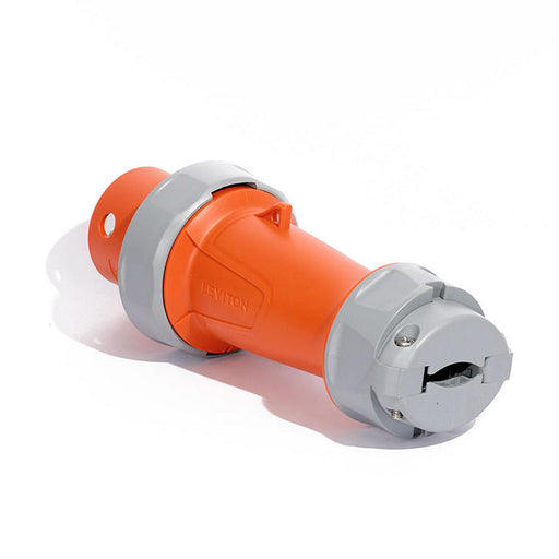 Leviton 100 Amp 125V/250V 3-Phase 3P 4W Pin And Sleeve Plug Industrial Grade Watertight Orange (4100P12WLEV)