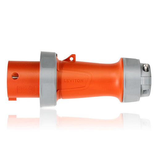 Leviton 100 Amp 125V/250V 3-Phase 3P 4W Pin And Sleeve Plug Industrial Grade Watertight Orange (4100P12WLEV)