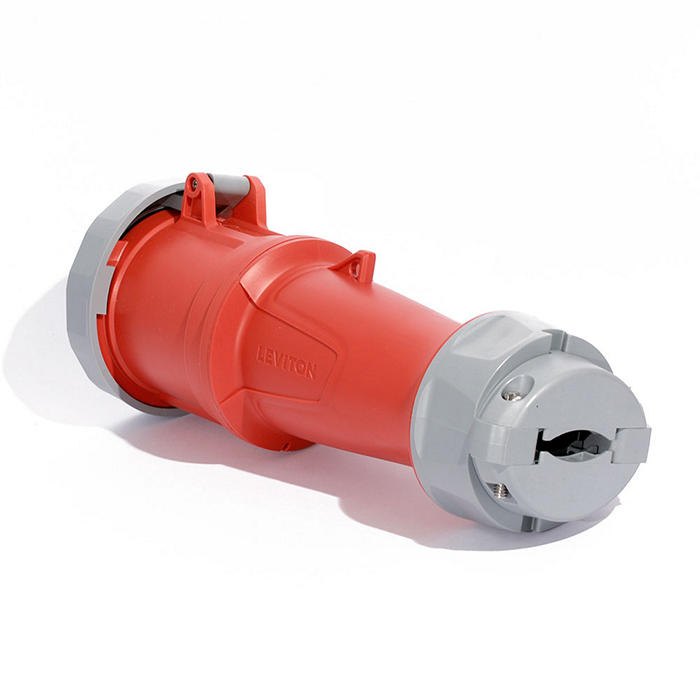 Leviton 100A/125A 200/346V-240/415V 3-Phase 4-Pole 5-Wire ELV Series North American-Rated Pin And Sleeve Connector Industrial Grade Watertight Red (5100C6WLEV)