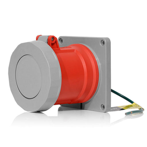Leviton 100 Amp 480V 3-Phase 3P 4W Pin And Sleeve Receptacle Industrial Grade Watertight Red (4100R7WLEV)